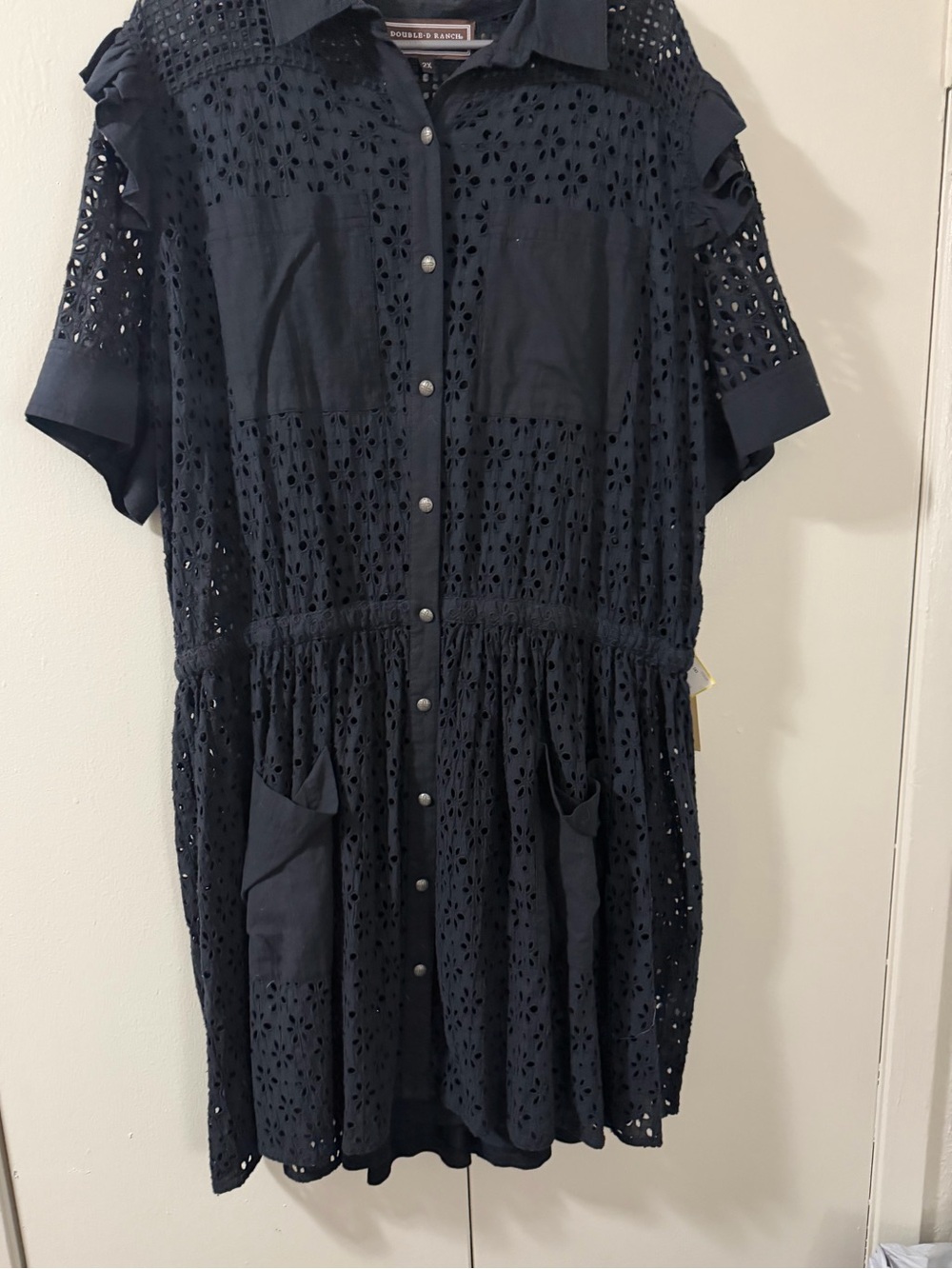 Double D Ranch Black Eyelet Button-Front Shirt Dress